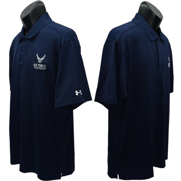 Under Armour XLT Performance Polo S/S Midnight Navy Blue "Air Force" Embroidered - Picture 3 of 8